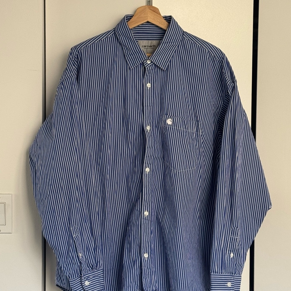 Carhartt WIP Blue and White Striped Casual Shirt